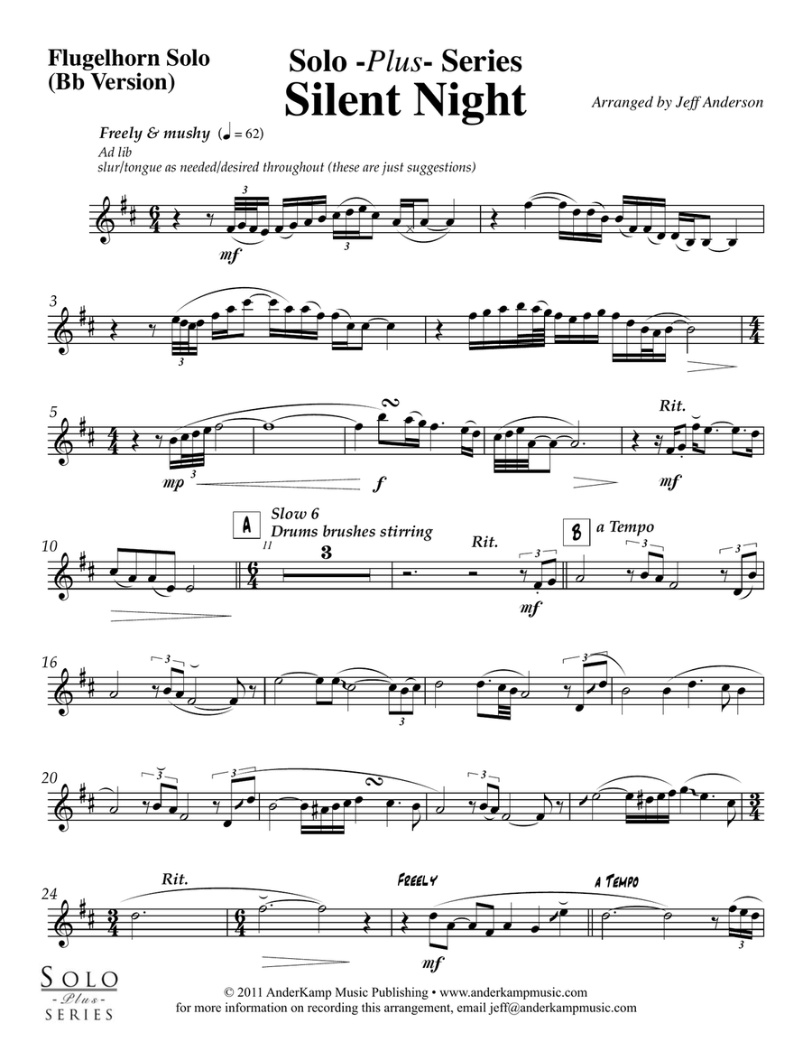 Silent Night for Solo Flugelhorn (Trumpet) and piano/rhythm section
