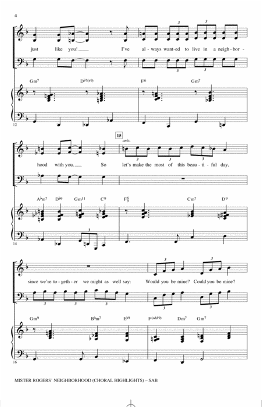 Mister Rogers' Neighborhood (Choral Highlights) (arr. Roger Emerson) 3-Part scores gallery preview page 3