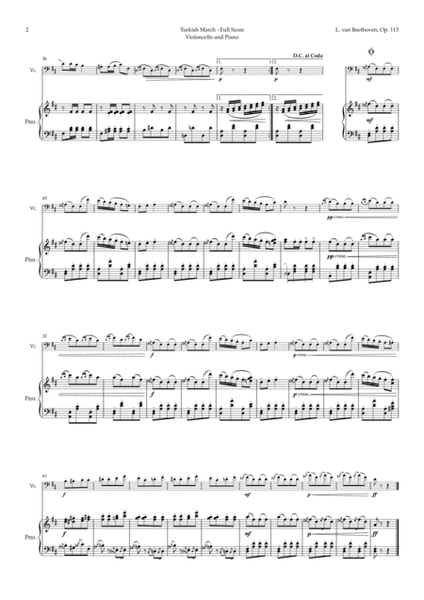 Turkish March by Beethoven for Cello and Piano image number null