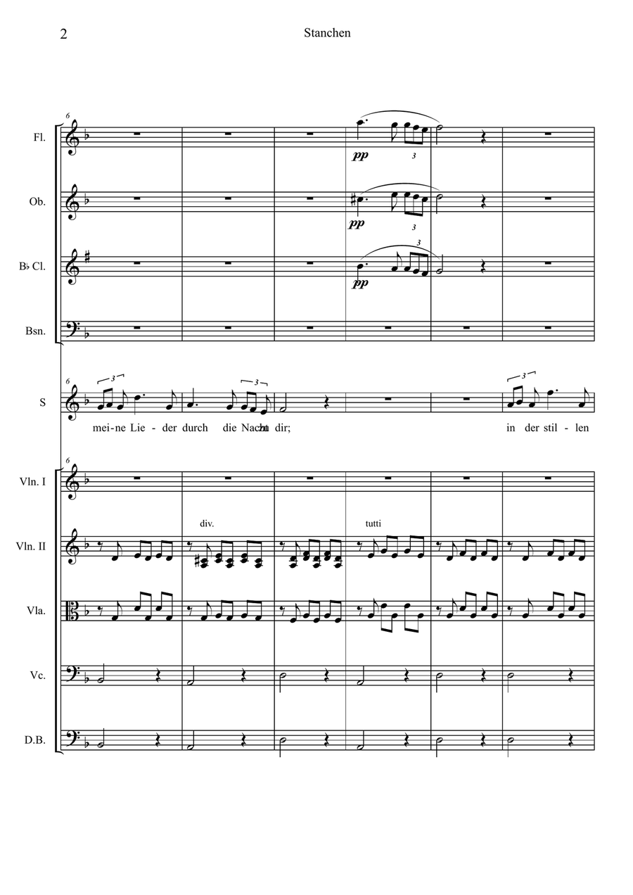 F.Schubert , Ständchen, D957 (Soprano voice - chamber orchestra) Chamber Orchestra scores gallery preview page 2