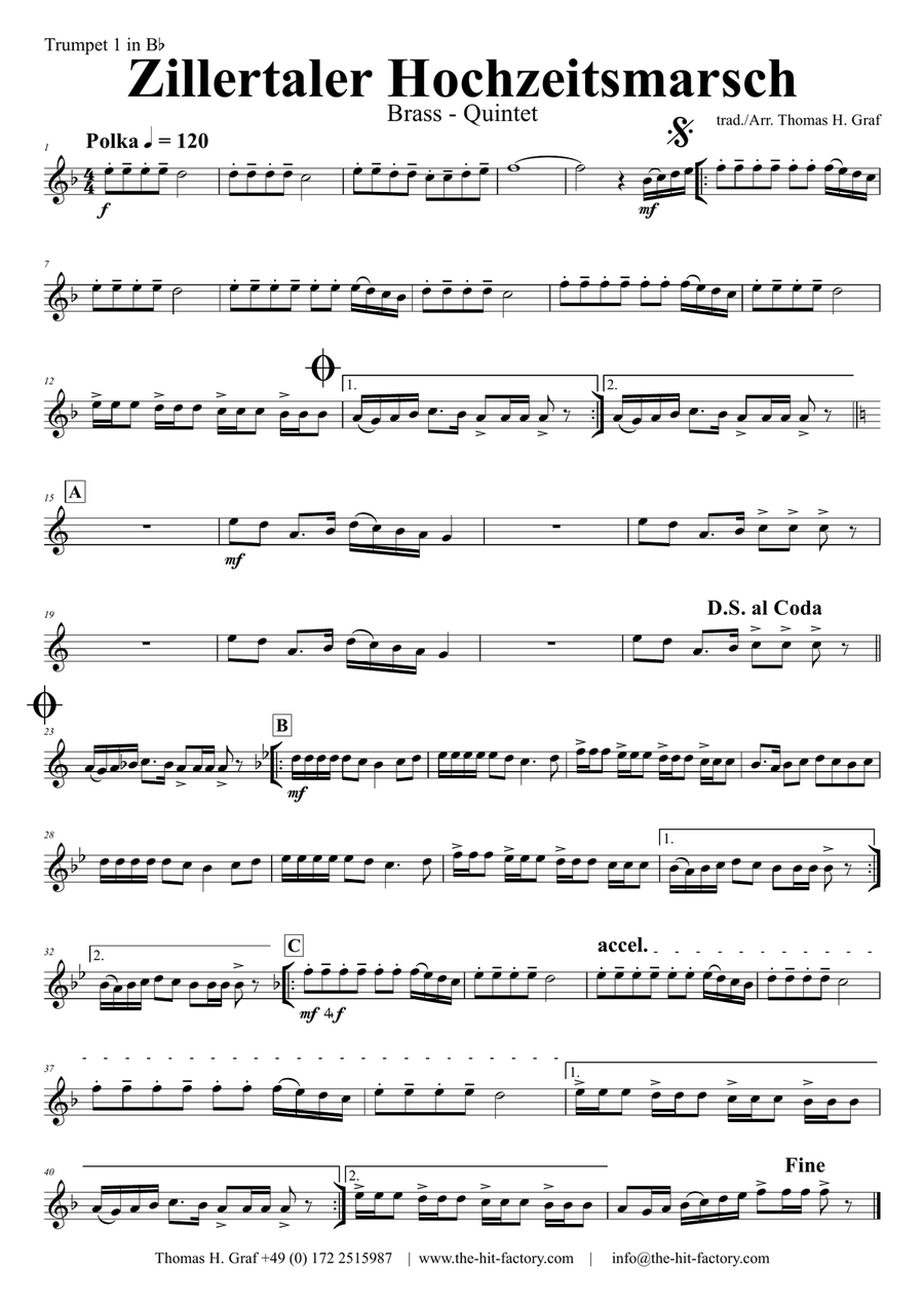 Zillertaler Hochzeitsmarsch - October Fest - Brass Quintet Brass Quintet scores gallery preview page 4