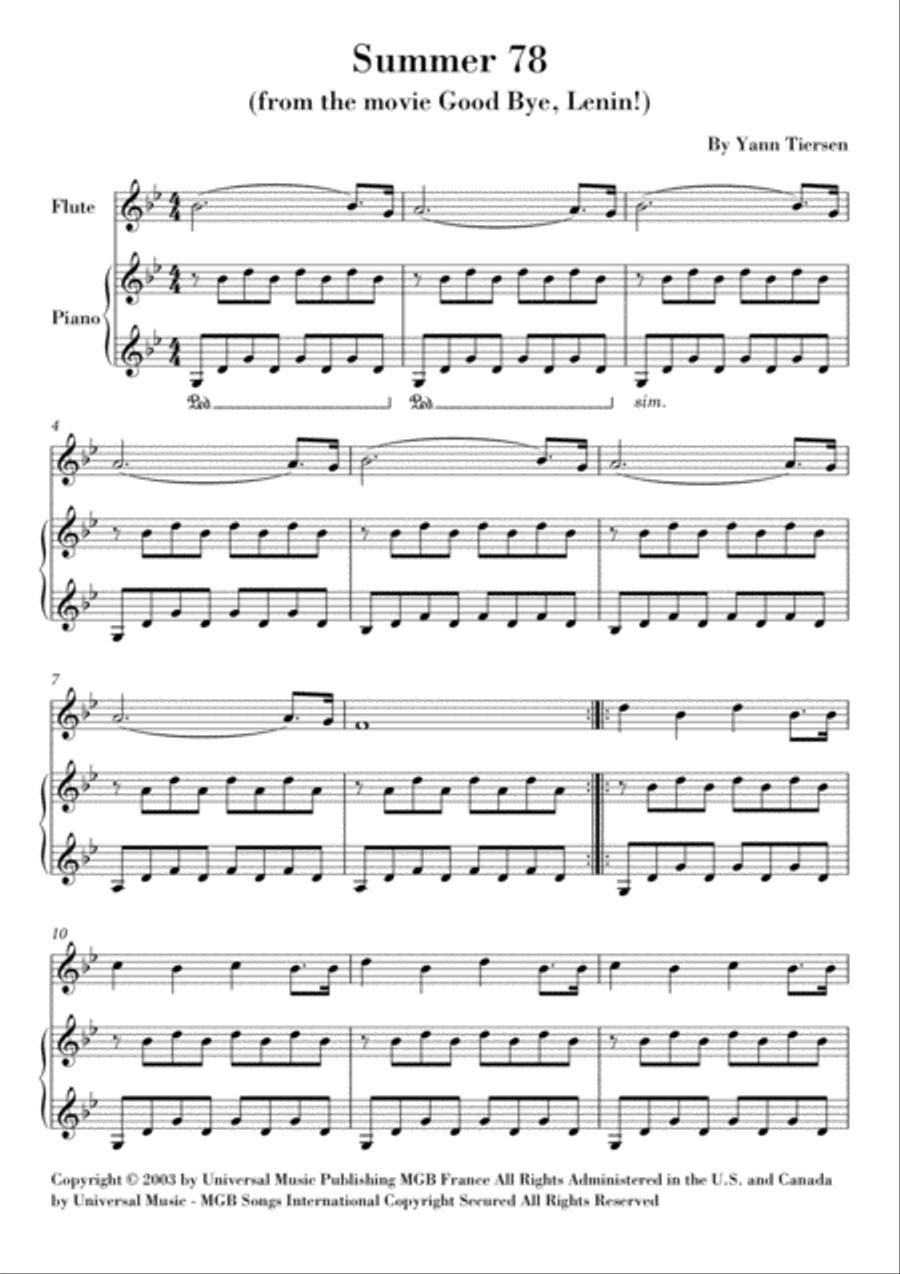 Summer 78 Flute Solo scores gallery preview page 1