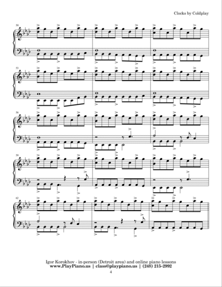 Clocks Piano Solo scores gallery preview page 4