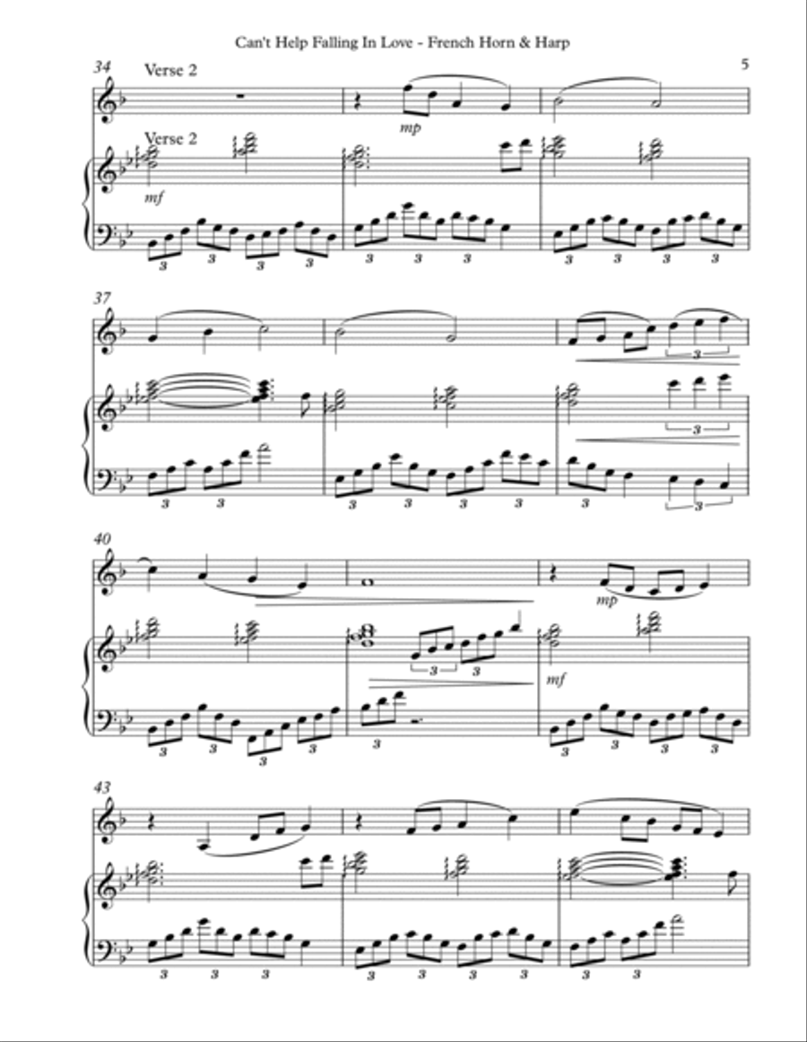 Can't Help Falling In Love Horn scores gallery preview page 5