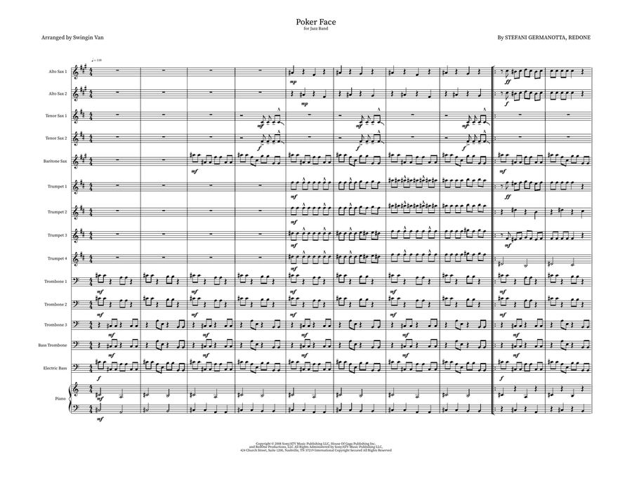 Poker Face Jazz Ensemble scores gallery preview page 1