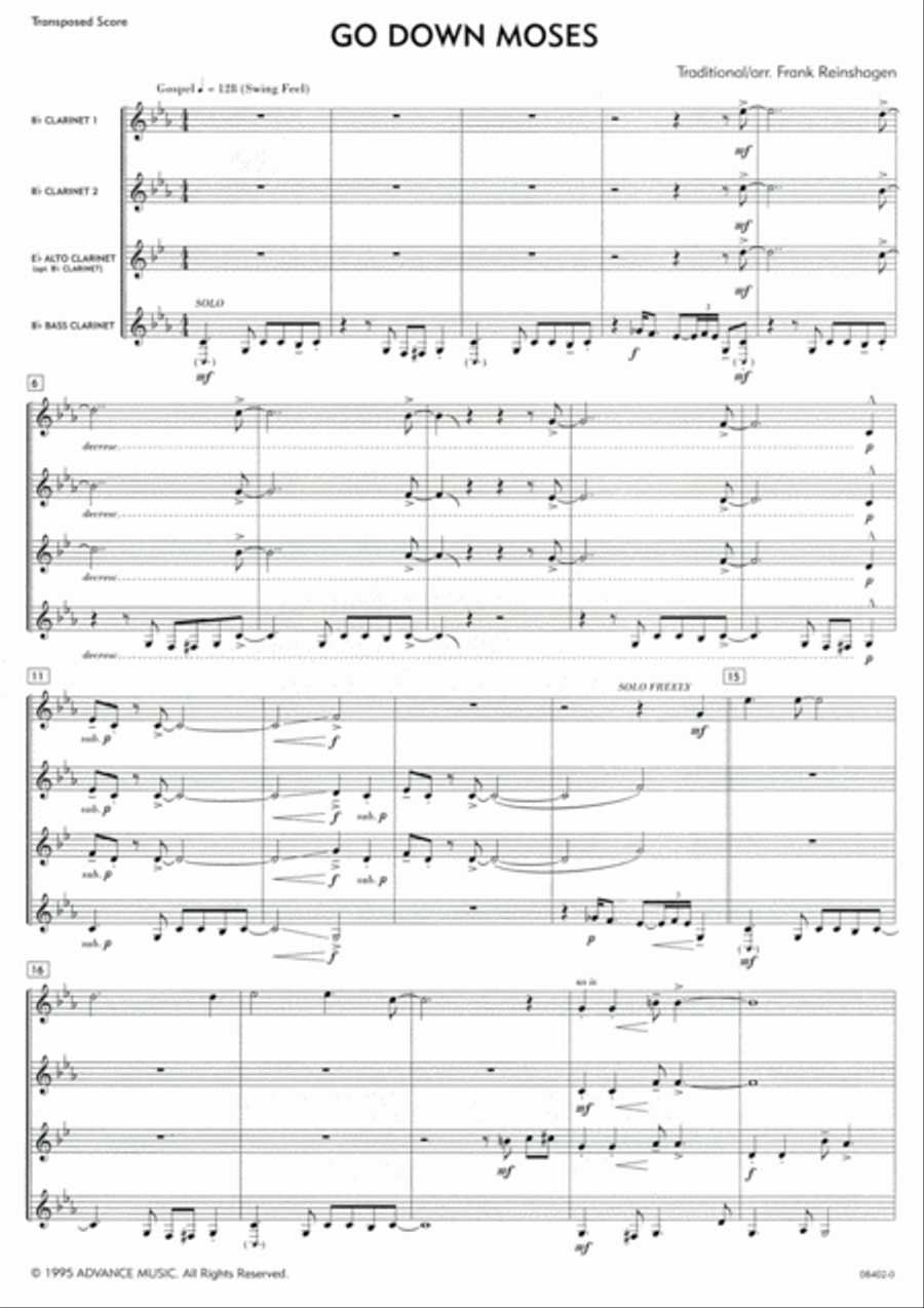 Go Down Moses Go Down Moses Clarinet Quartet scores gallery preview page 2