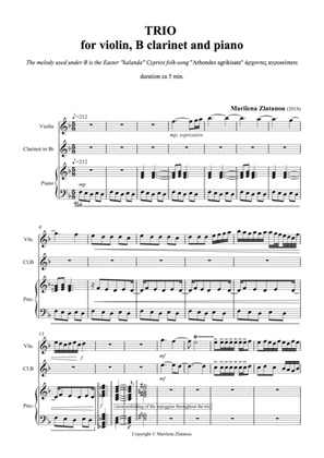 Book cover for TRIO for violin, Clarinet in B and piano