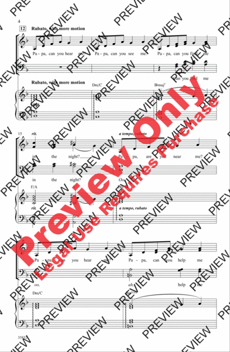 Papa, Can You Hear Me? 4-Part scores gallery preview page 4