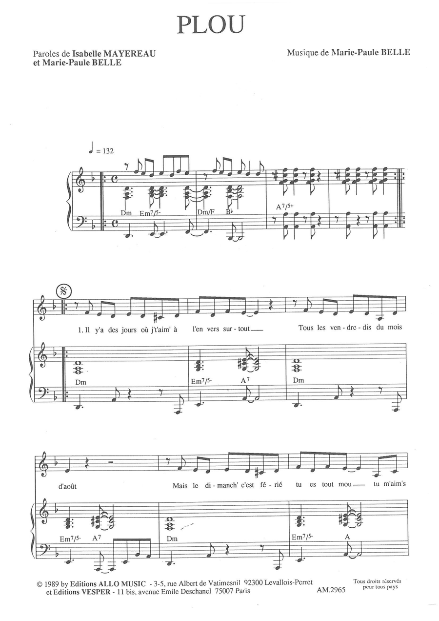 Plou Piano, Vocal scores gallery preview page 1