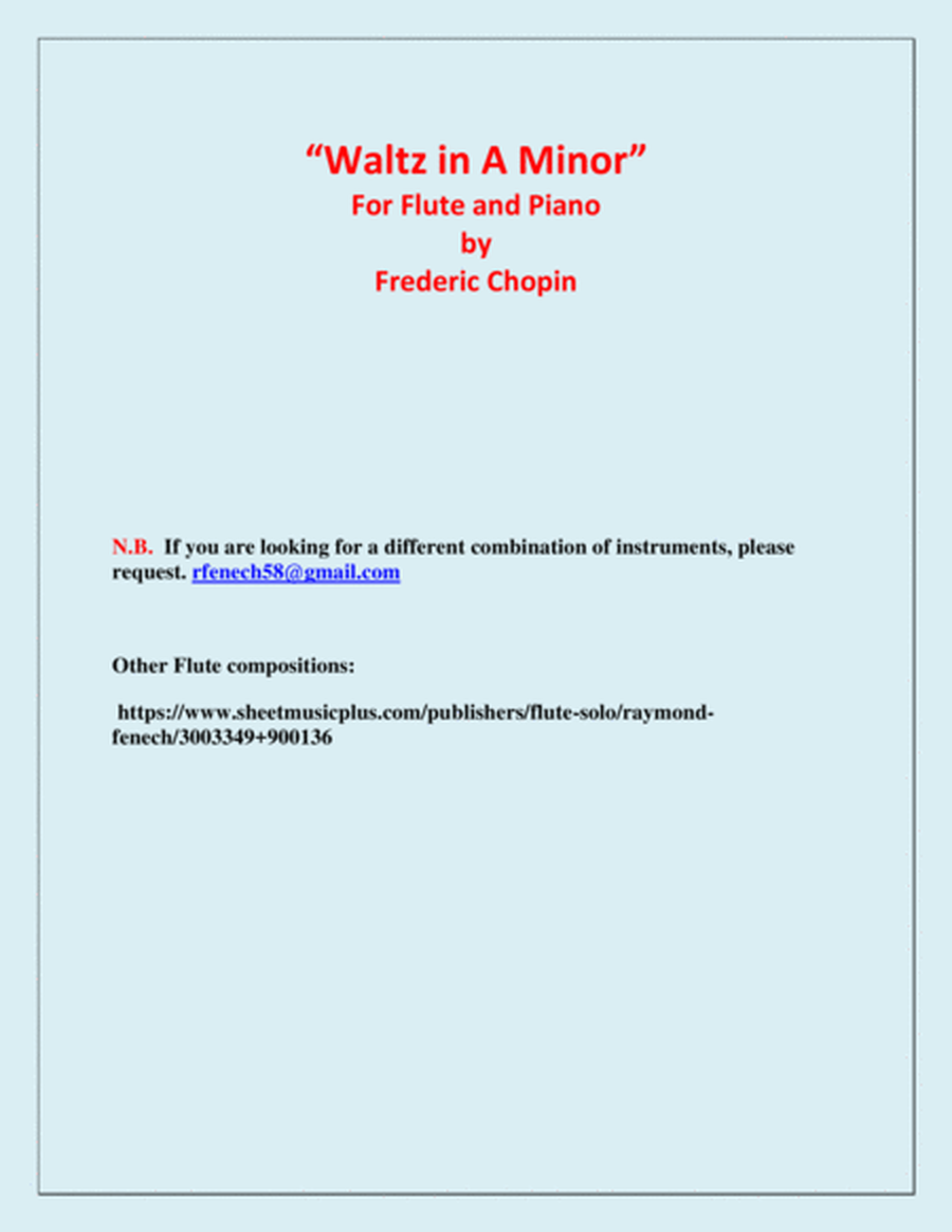 Waltz in A Minor - Flute and Piano - Chamber music image number null