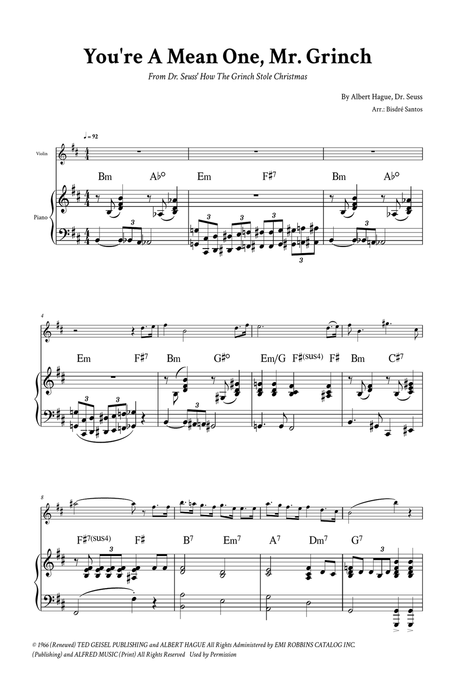 You're A Mean One, Mr. Grinch Violin Solo scores gallery preview page 2