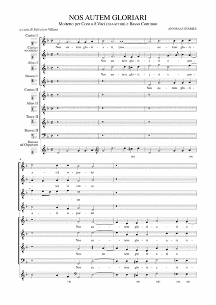 Nos Autem Gloriari. Motet (Roma 1607) for 8-part Choir (SATB-SATB) and Continuo