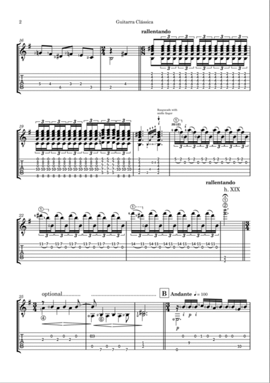 Asturias (Visitando as Asturias) - Isaac Albeniz for guitar with Tabs Classical Guitar scores gallery preview page 2