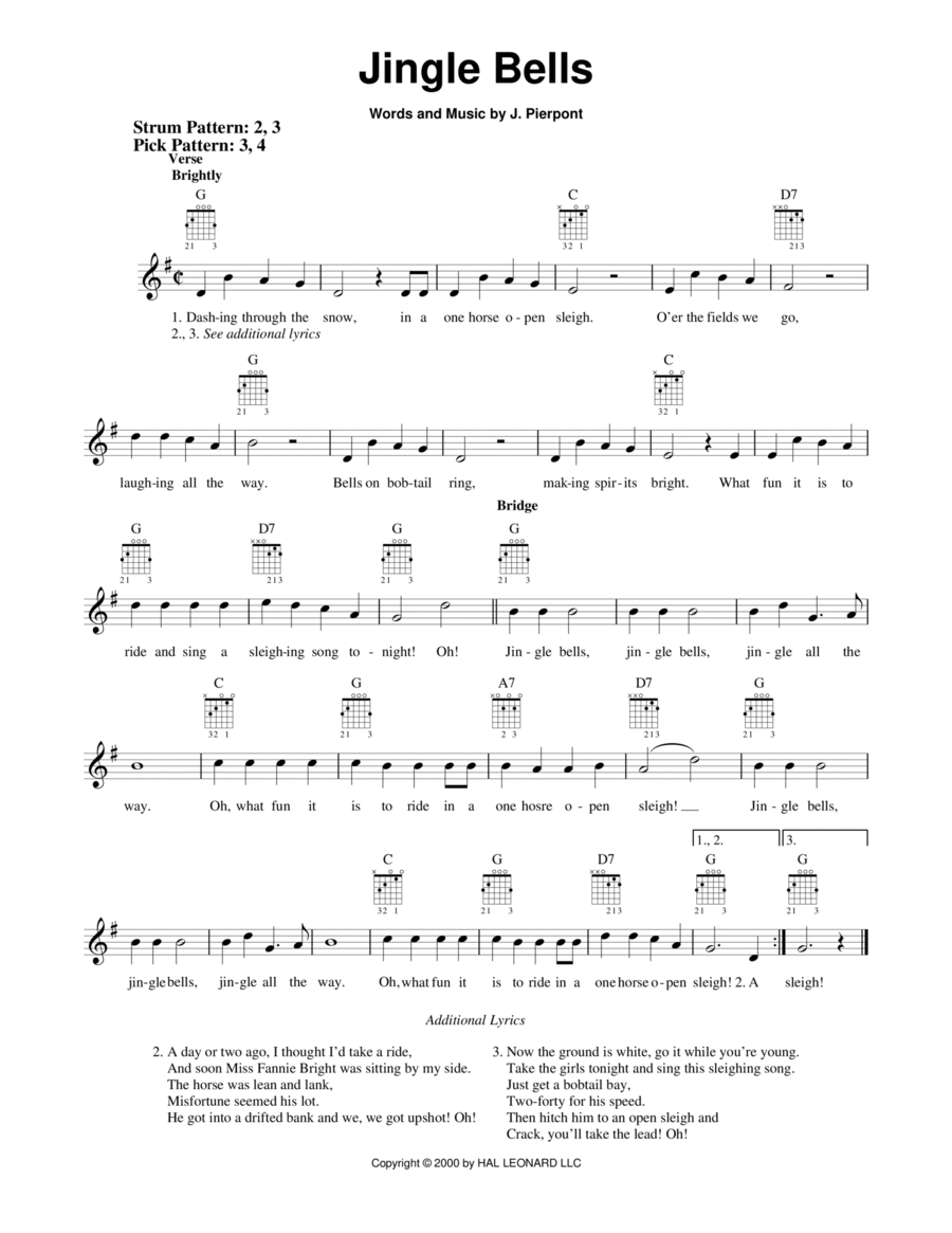 Jingle Bells Easy Guitar scores gallery preview page 1