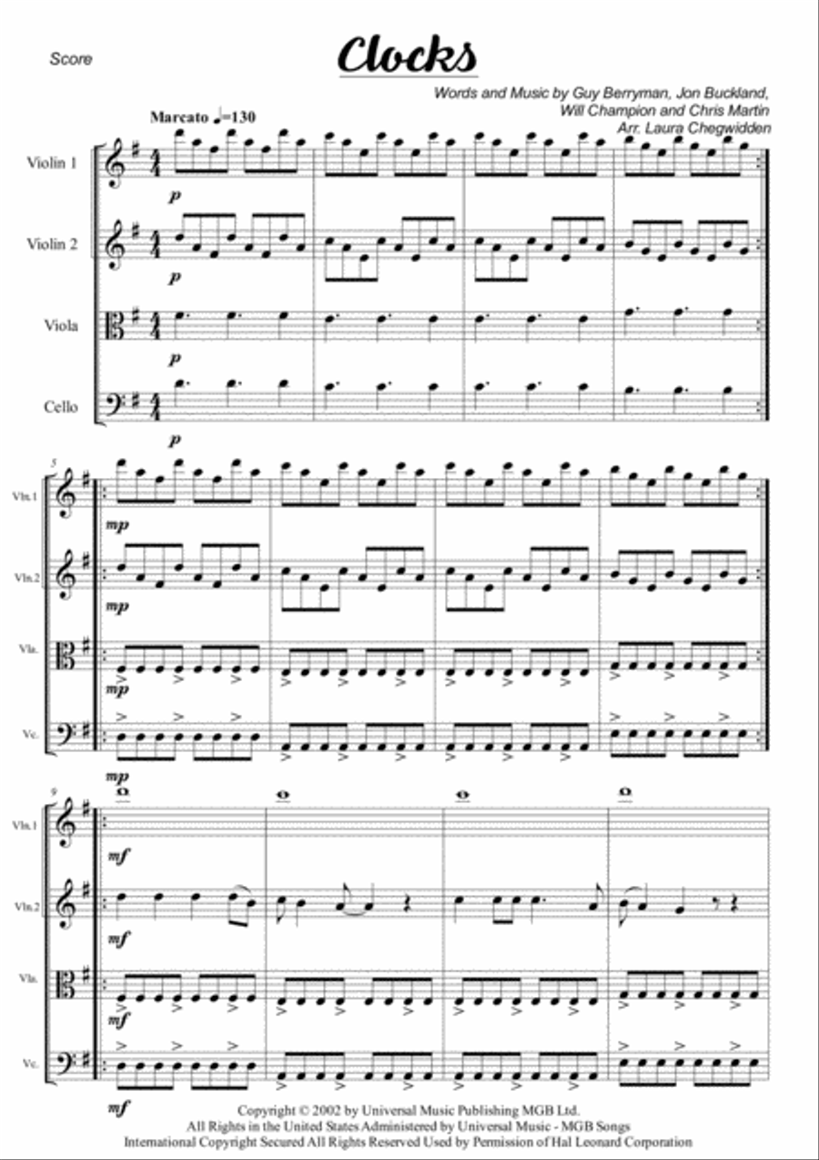 Clocks String Quartet scores gallery preview page 3