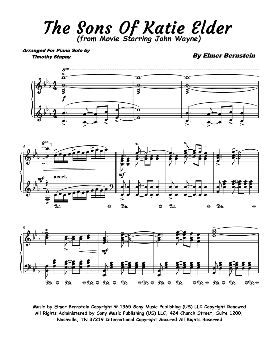 The Sons Of Katie Elder Piano Solo scores gallery preview page 1