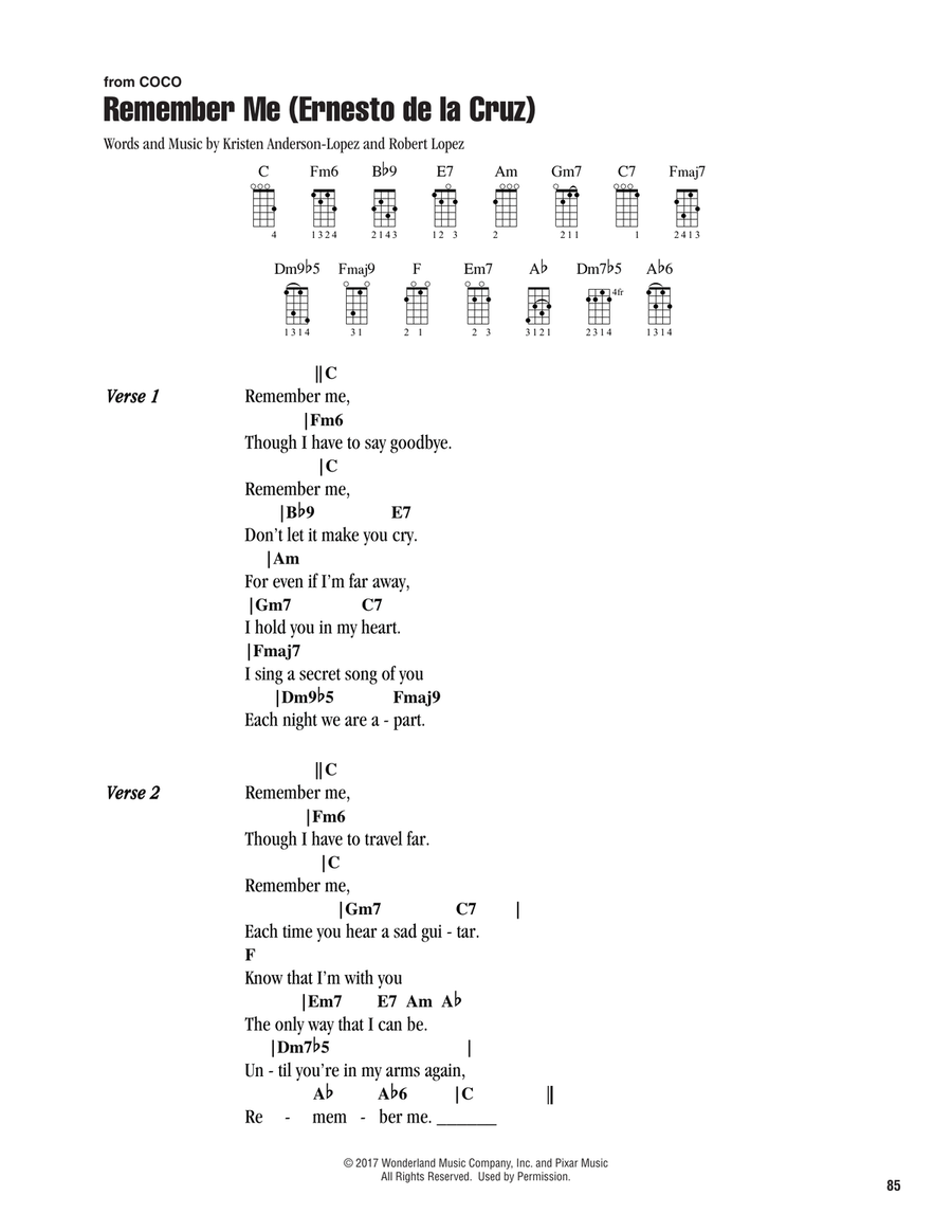 Remember Me (Ernesto de la Cruz) (from Coco) Ukulele scores gallery preview page 1