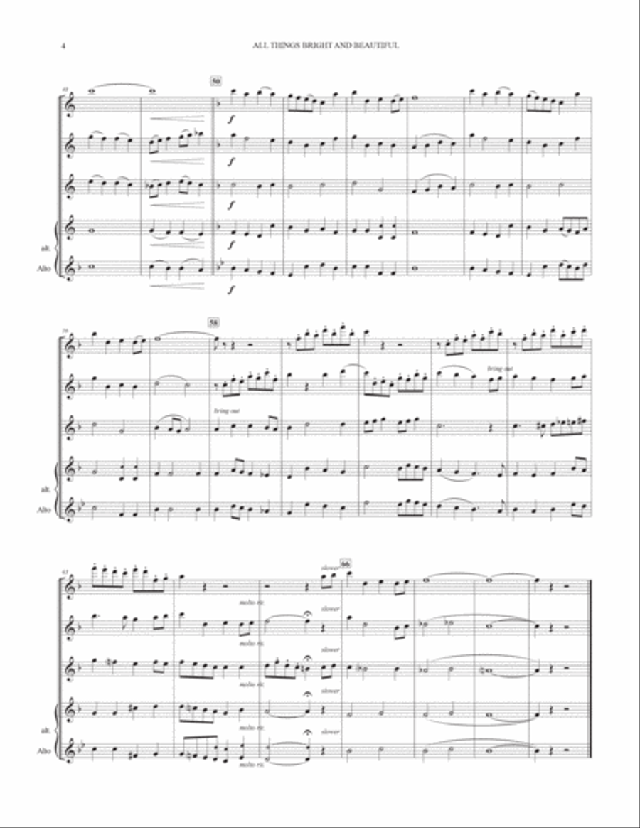 All Things Bright and Beautiful (for flute quartet) Flute Quartet scores gallery preview page 4