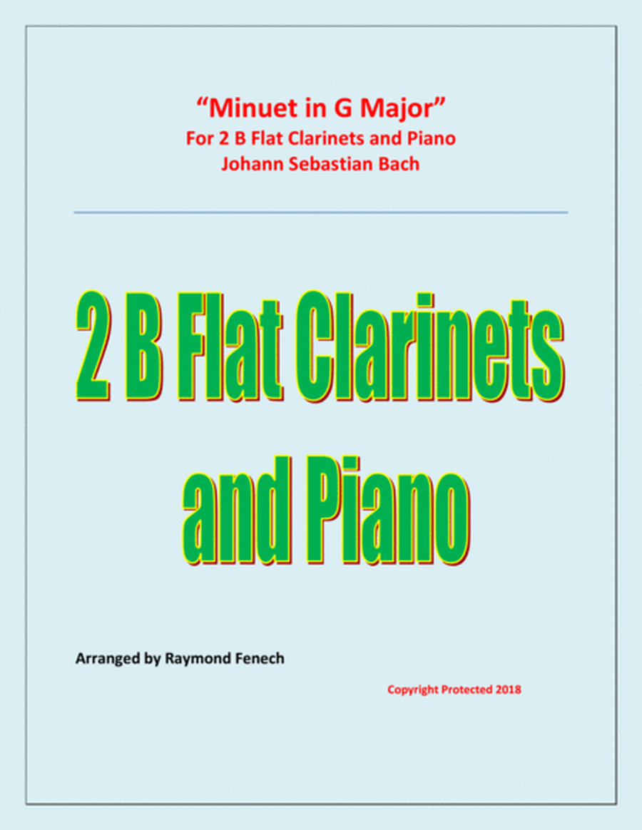 Minuet in G Major - J.S.Bach - 2 B Flt Clarinets and Piano image number null