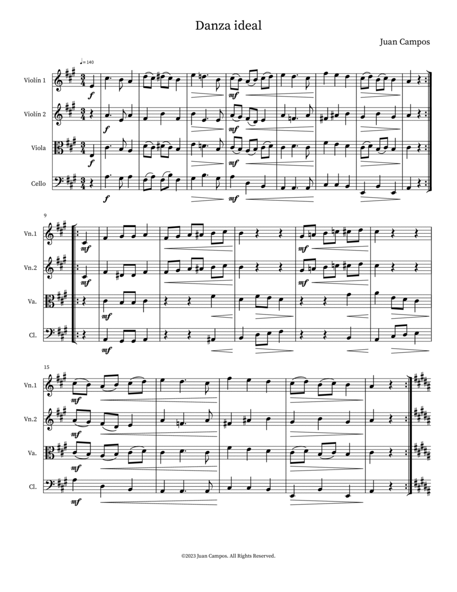 Danza ideal Danza ideal String Quartet scores gallery preview page 1