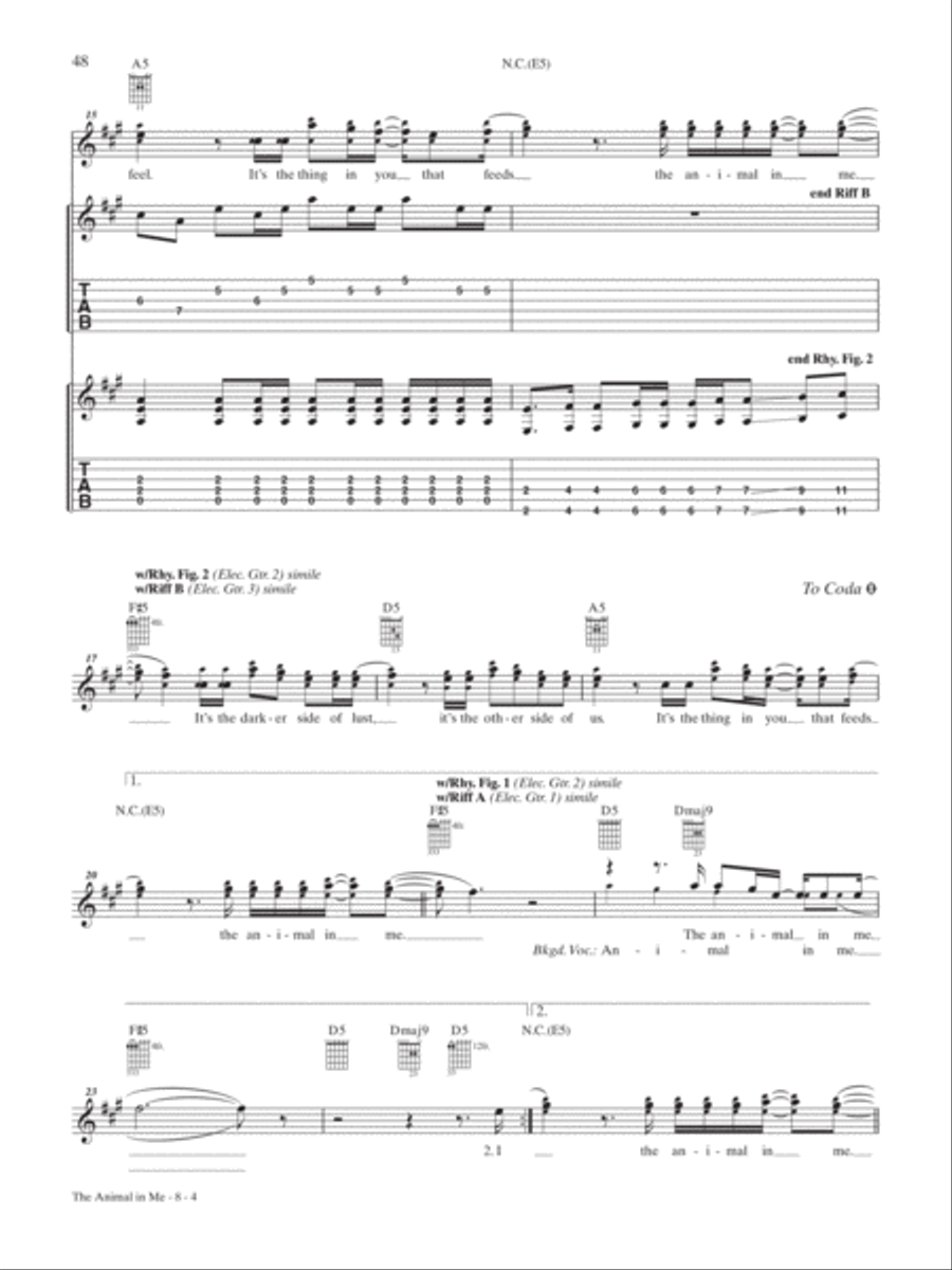 The Animal In Me Guitar Tablature scores gallery preview page 4