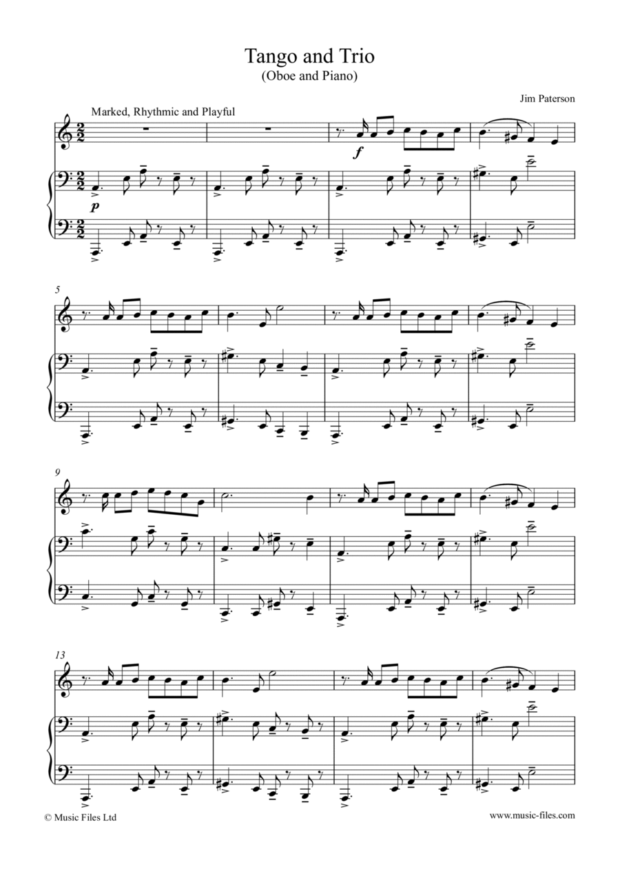 Tango and Trio (for Oboe and Piano) Piano scores gallery preview page 1