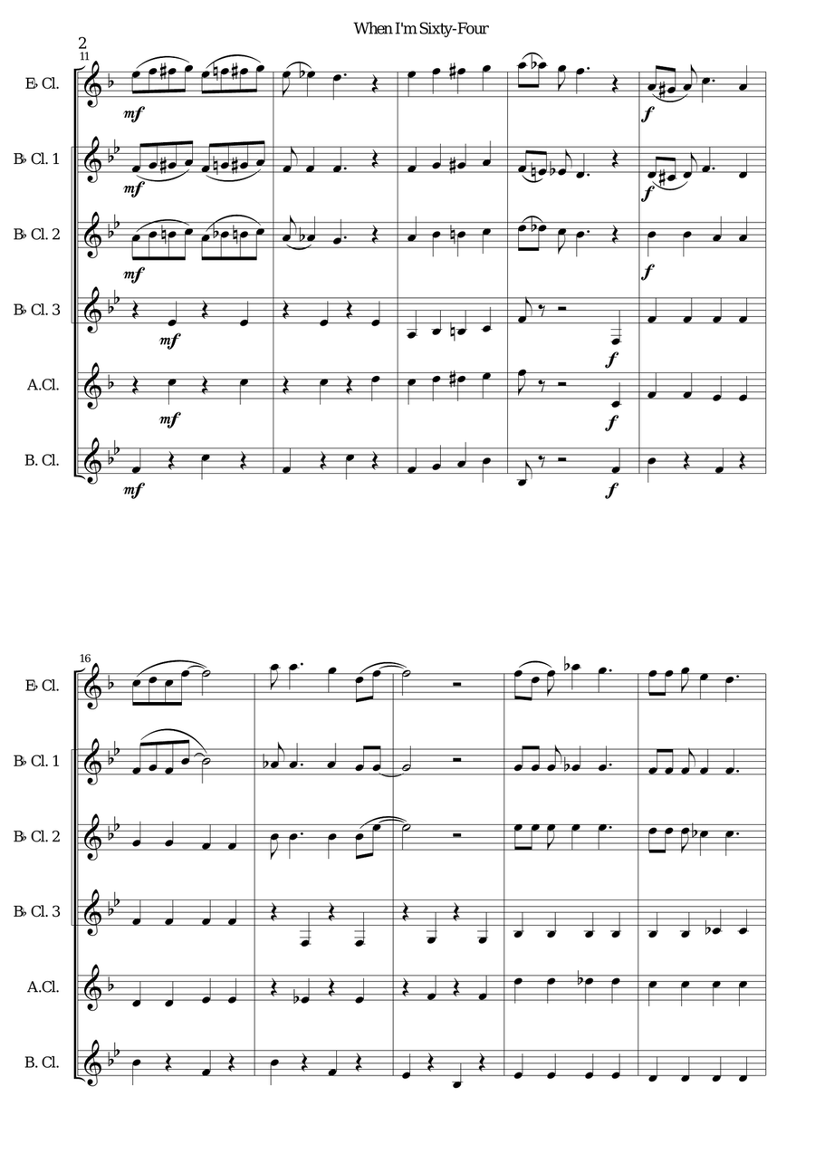 When I'm Sixty-Four When I'm Sixty-Four Woodwind Ensemble scores gallery preview page 2