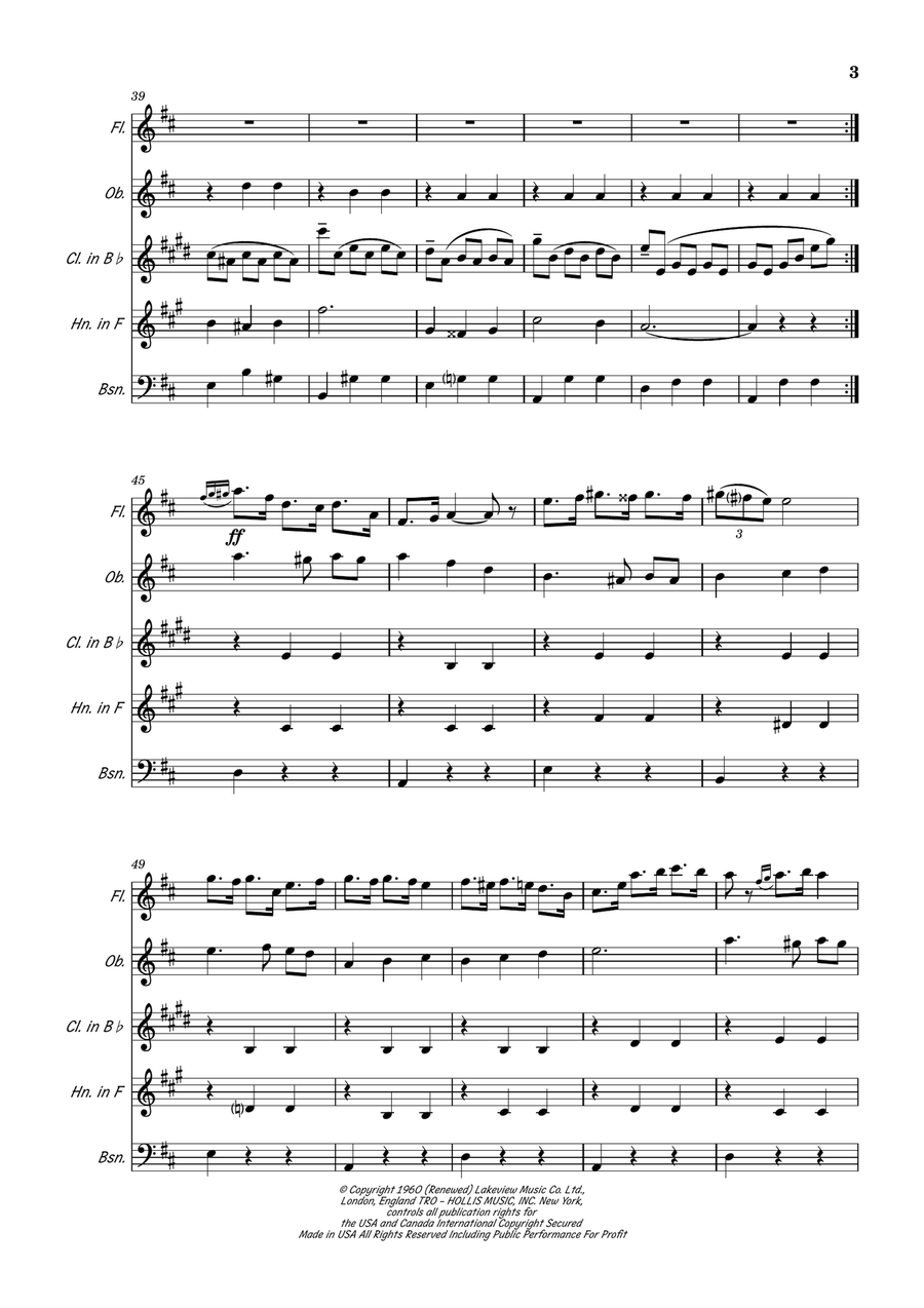 Oom-Pah-Pah (from Oliver!) Woodwind Quintet scores gallery preview page 3