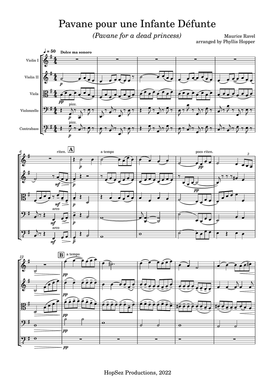 Pavane pour une Infante Défunte - String Orchestra String Orchestra scores gallery preview page 1