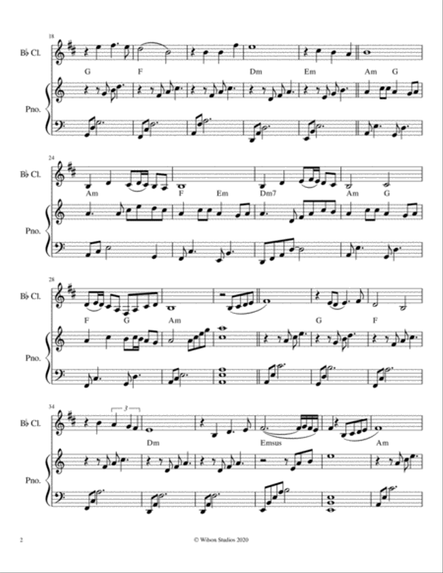 Wayfaring Stranger Clarinet Solo scores gallery preview page 2