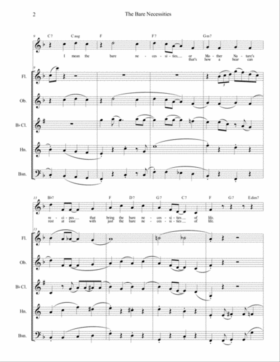 The Bare Necessities from THE JUNGLE BOOK Woodwind Quintet scores gallery preview page 2