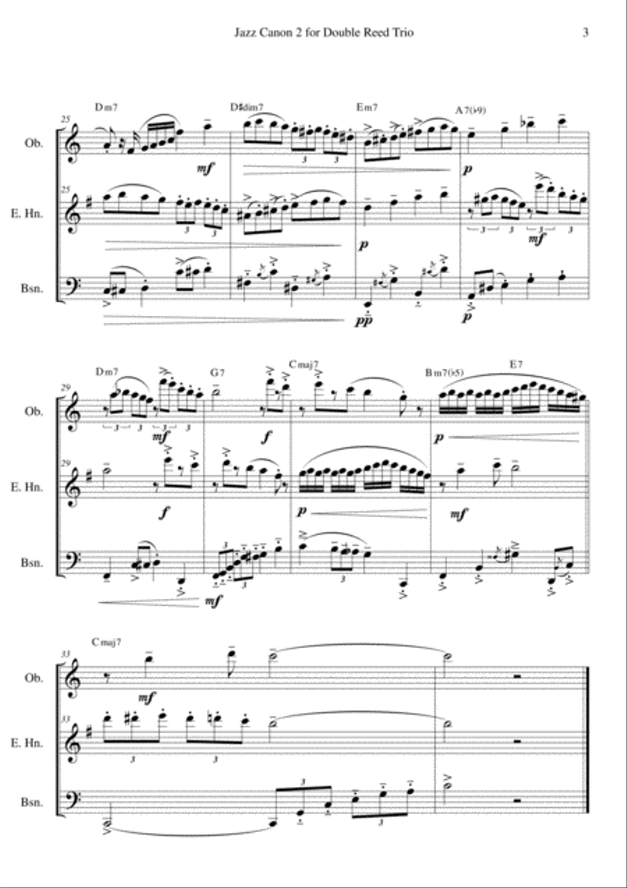 Jazz Canon 2 for Double Reed Trio Woodwind Trio scores gallery preview page 3