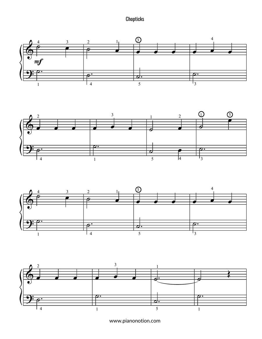 Chopsticks (Easy Piano Solo) Easy Piano scores gallery preview page 2