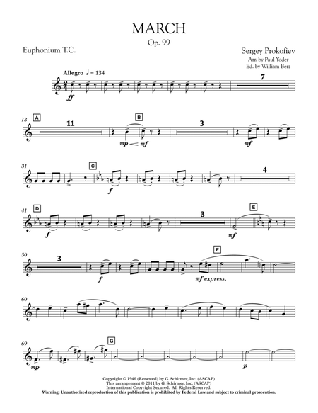 March, Op. 99 - Euphonium in Treble Clef