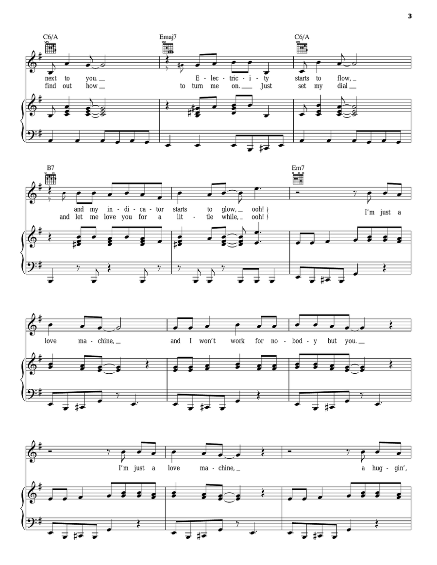 Love Machine Piano, Vocal, Guitar scores gallery preview page 3