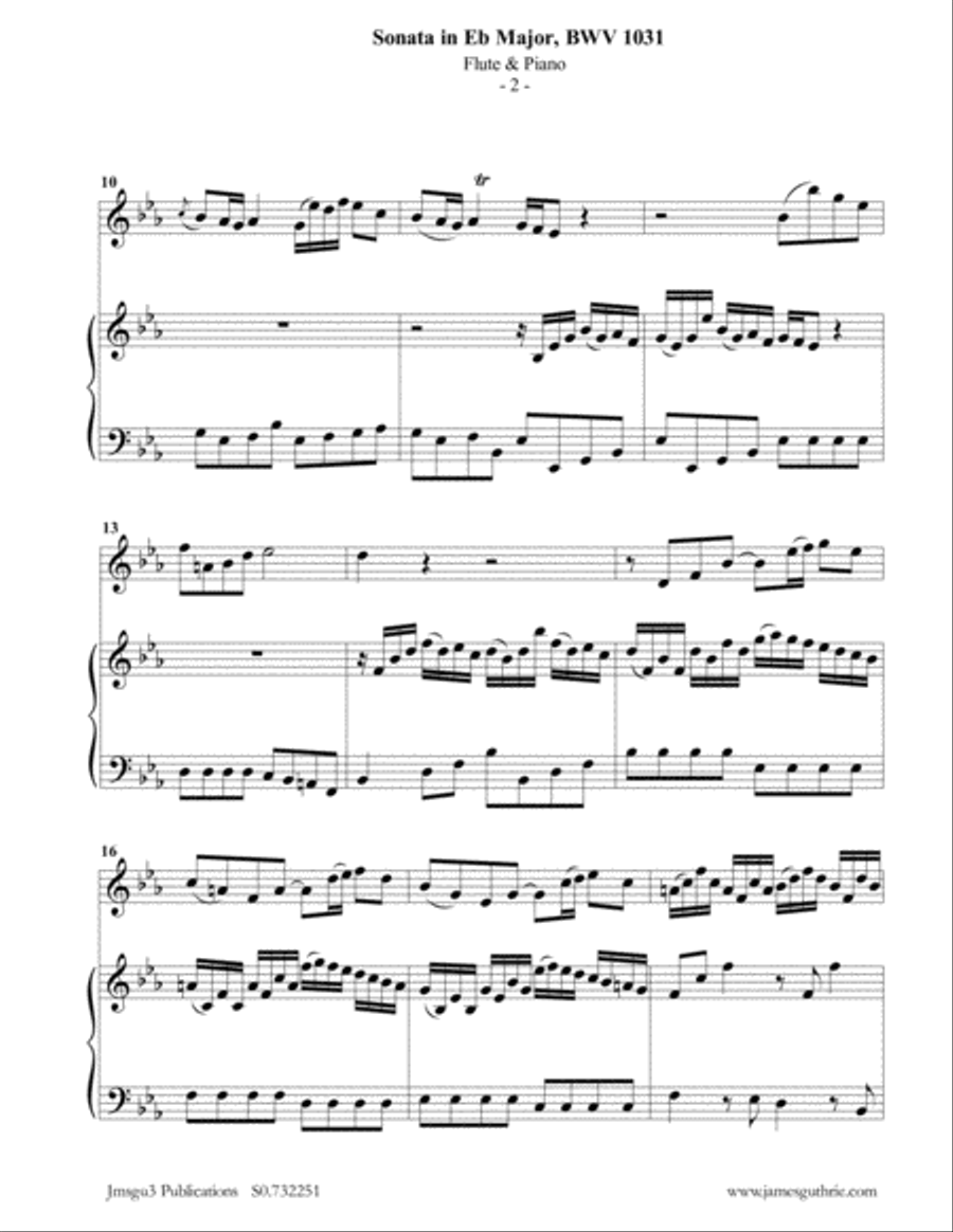 BACH: Sonata in Eb BWV 1031 for Flute & Piano Flute Solo scores gallery preview page 2