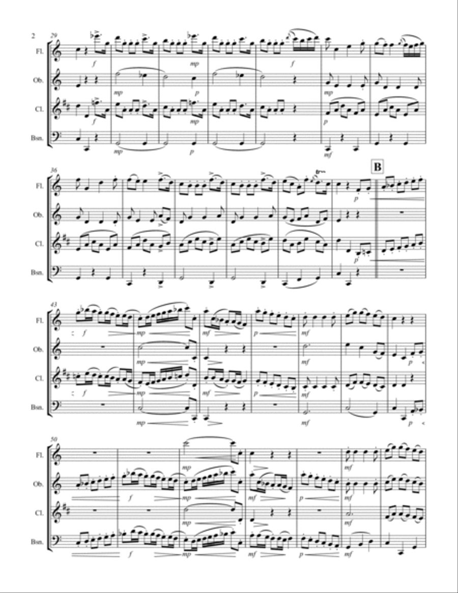 Boccherini - “Minuetto” (for Woodwind Quartet) Woodwind Quartet scores gallery preview page 3