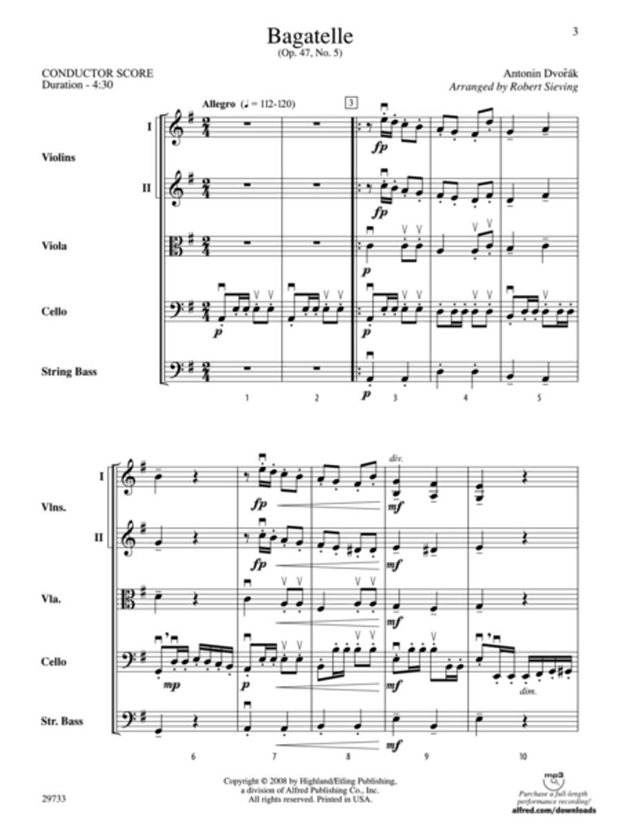 Bagatelle (from Op. 47, No. 5) (score only) String Orchestra scores gallery preview page 2