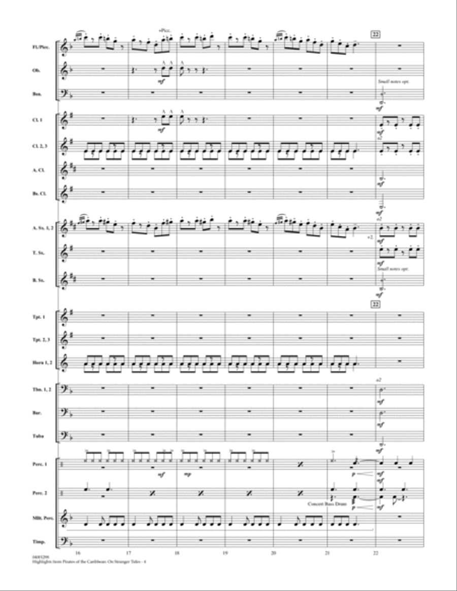 Highlights from Pirates Of The Caribbean: On Stranger Tides - Full Score Concert Band scores gallery preview page 4