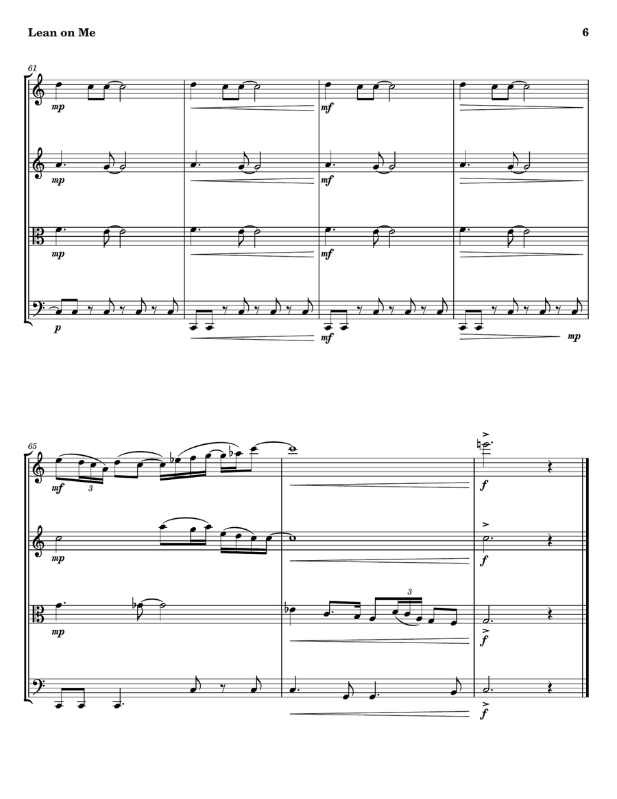 Lean On Me String Quartet scores gallery preview page 6