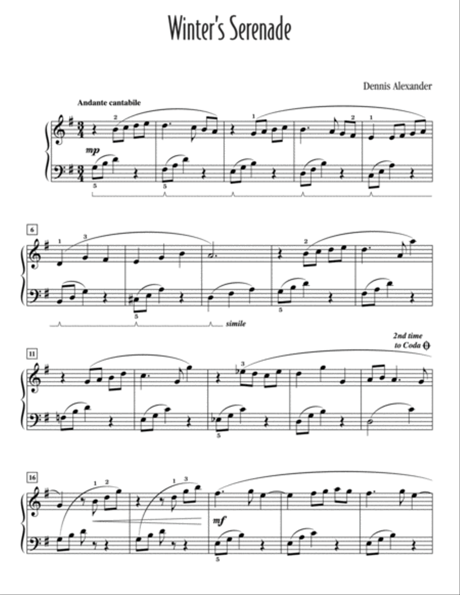 Winter's Serenade Piano Solo scores gallery preview page 2