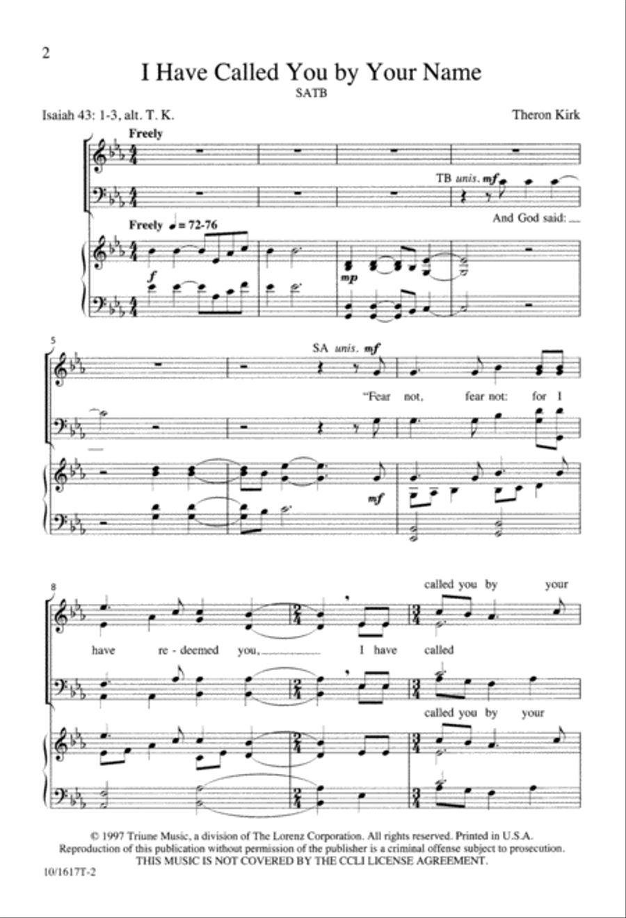 I Have Called You by Your Name 4-Part scores gallery preview page 2
