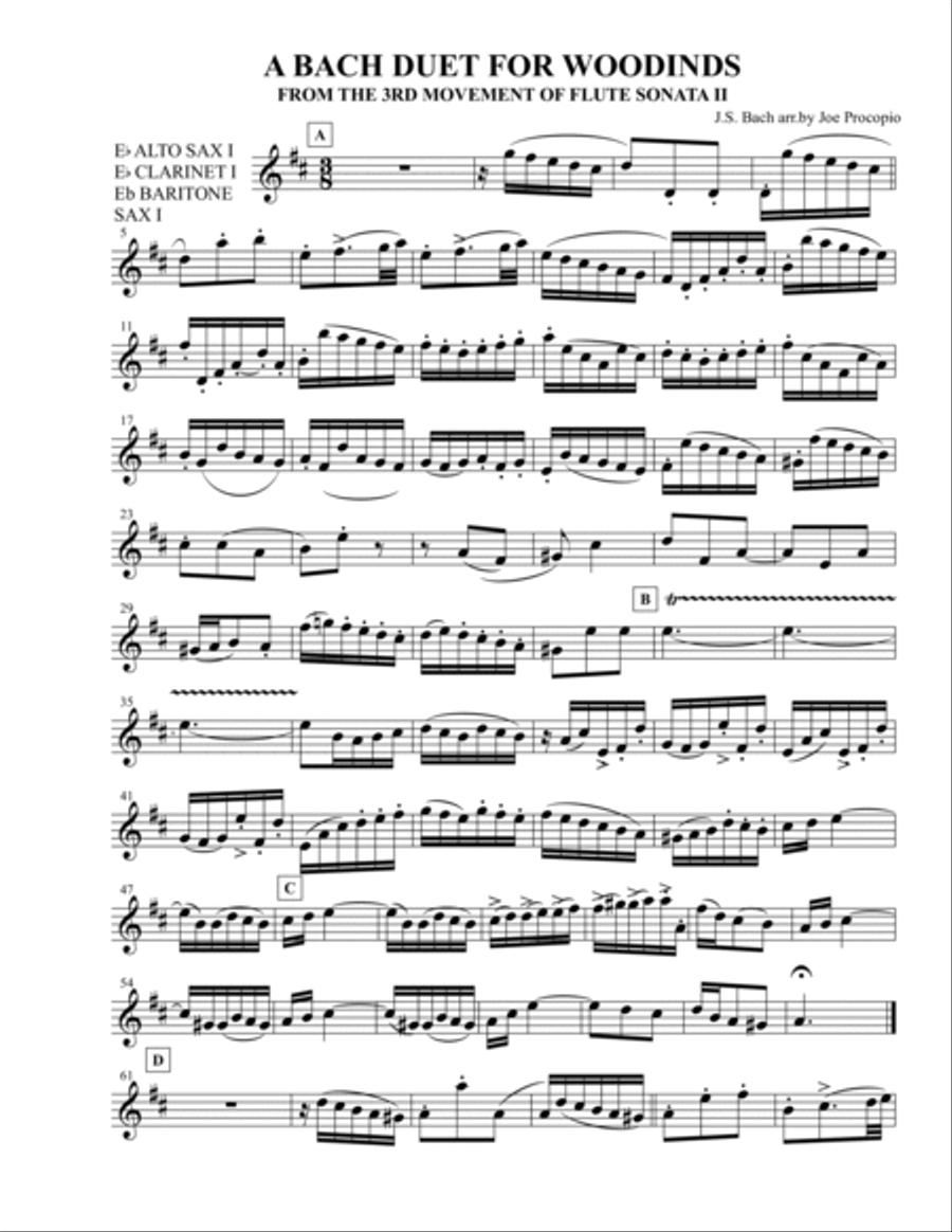 A BACH DUET FOR WOODWINDS Woodwind Quartet scores gallery preview page 6