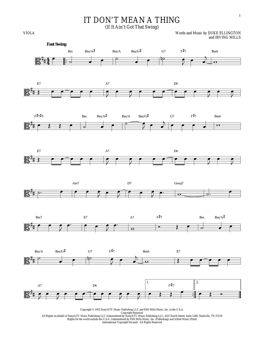 It Don't Mean A Thing (If It Ain't Got That Swing) Viola Solo scores gallery preview page 1