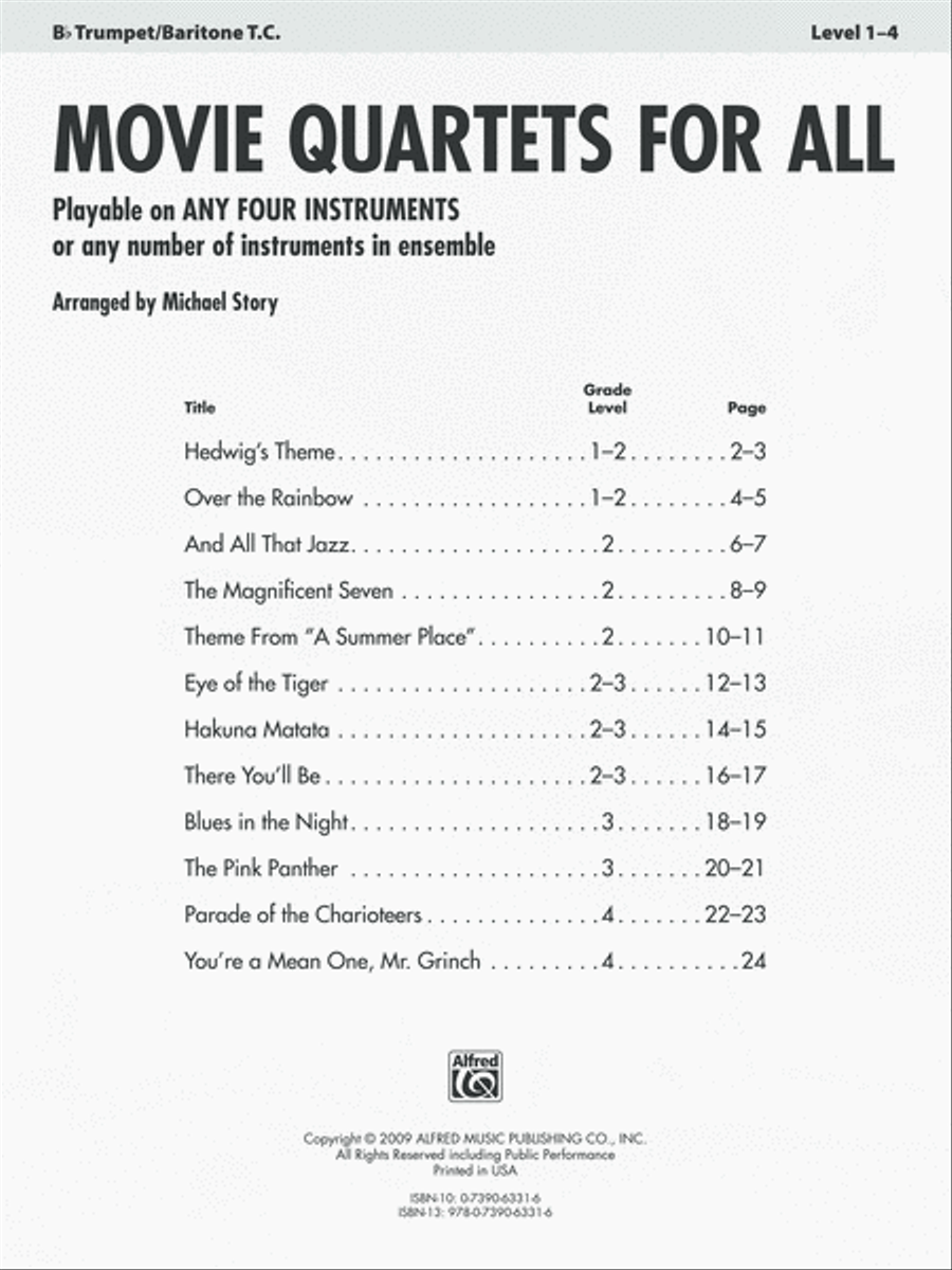 Movie Quartets for All Small Ensemble scores gallery preview page 2