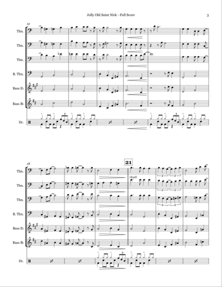 Jolly Old Saint Nick - Trombone Quartet Trombone Quartet scores gallery preview page 3