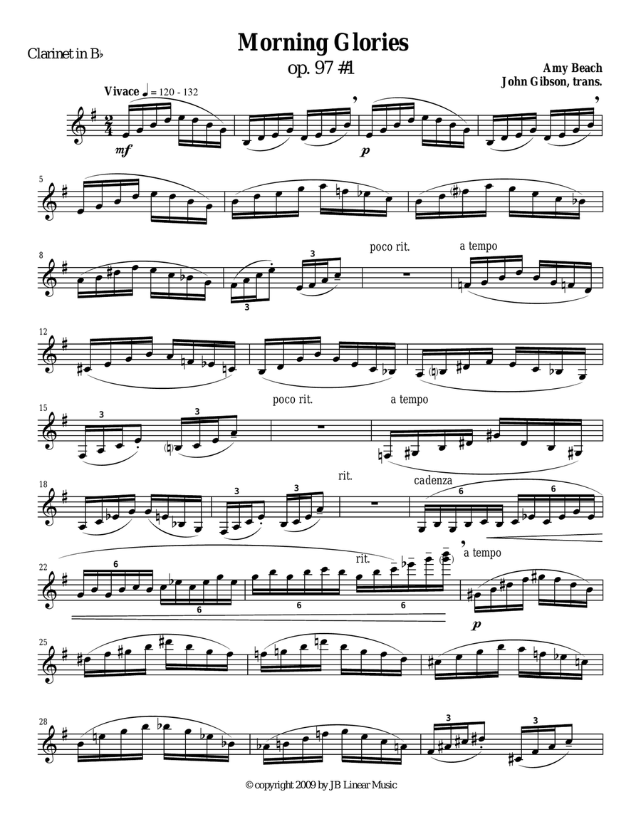 Amy Beach - From Grandmother's Garden for clarinet and piano B-Flat Clarinet scores gallery preview page 2
