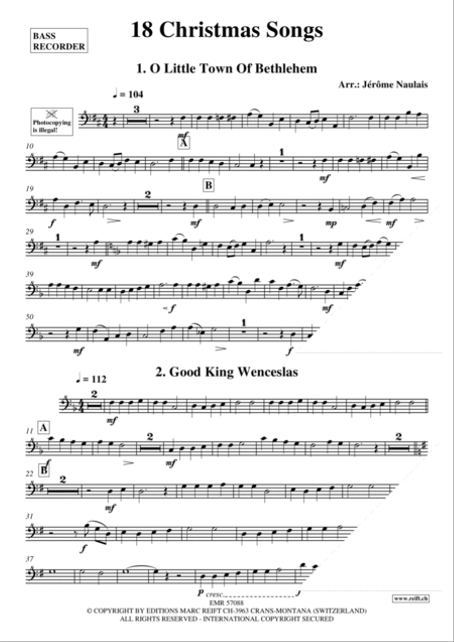 18 Christmas Songs Bass Recorder scores gallery preview page 3