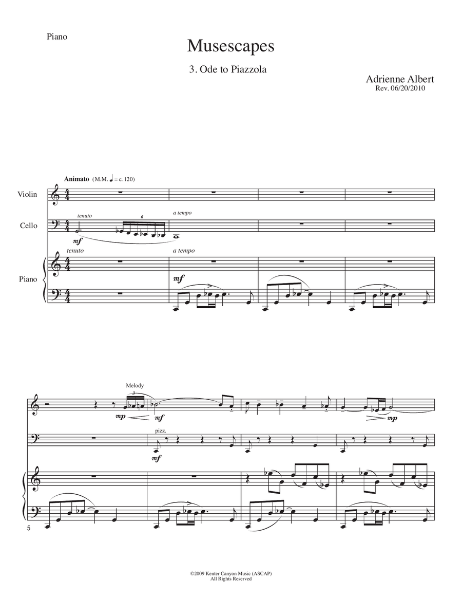 ODE TO PIAZZOLLA for Piano Trio Piano Trio scores gallery preview page 4