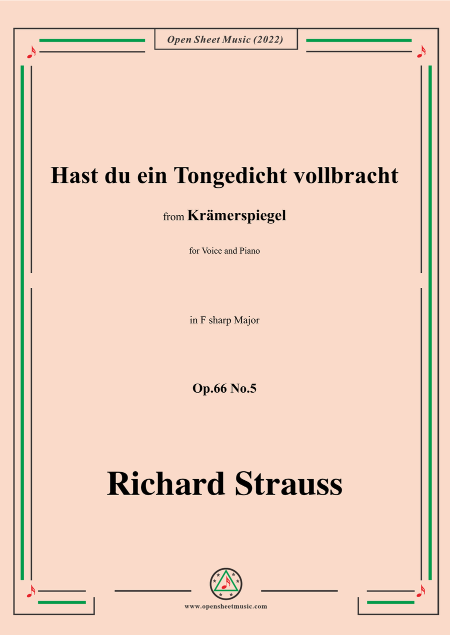 Richard Strauss-Hast du ein Tongedicht vollbracht,in F sharp Major,Op.66 No.5